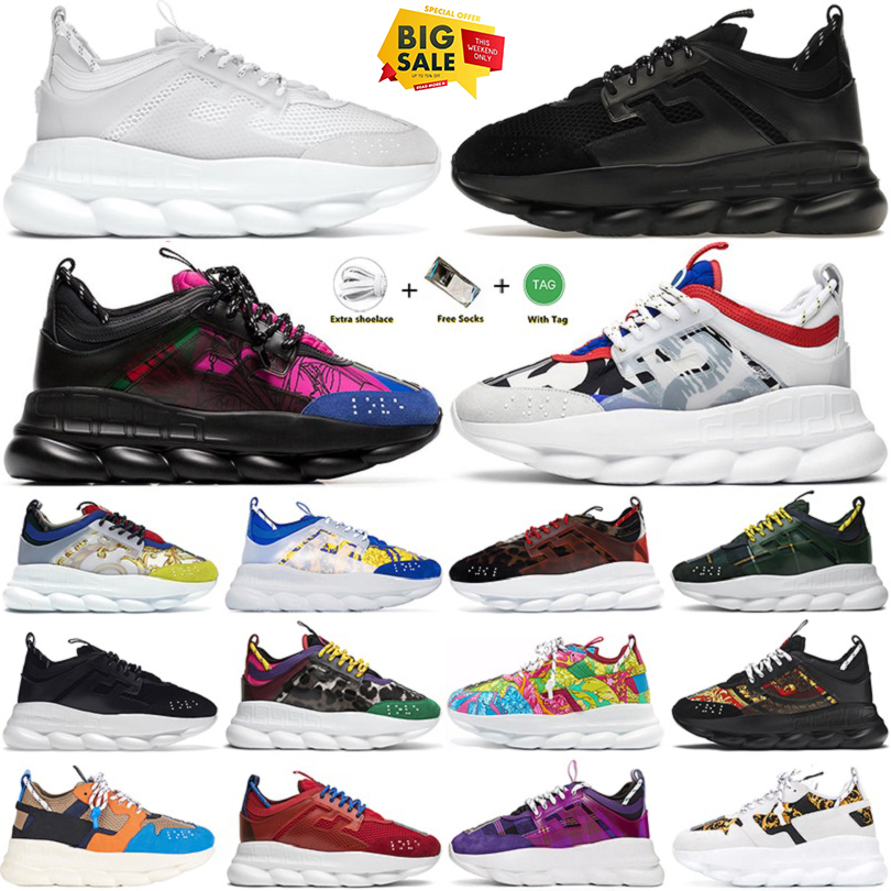 Chain Designer Reaction men women shoes Dress Rubber Suede Triple Black White Gold Red Brown Orange Blue fashion mens casual trainers platform sneakers 36-45