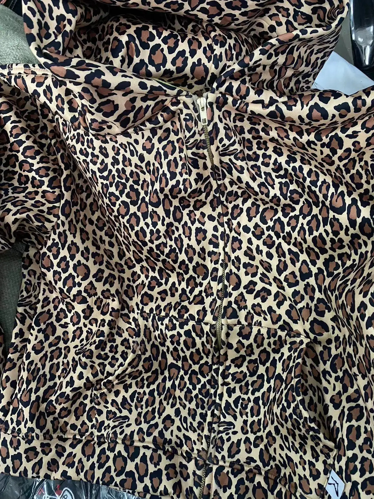 Leopard Print Camouflage Zipper Sweatshirt Oversized Loose Hoodie 90s Street Style Rock Personality Unisex Clothing 241217
