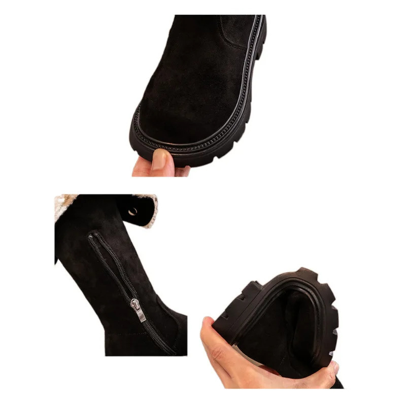 Fashion Girls Over the Knee Long Boots Childrens Shoes Winter Plush Thickened Warm High Top Leather Boots 241219