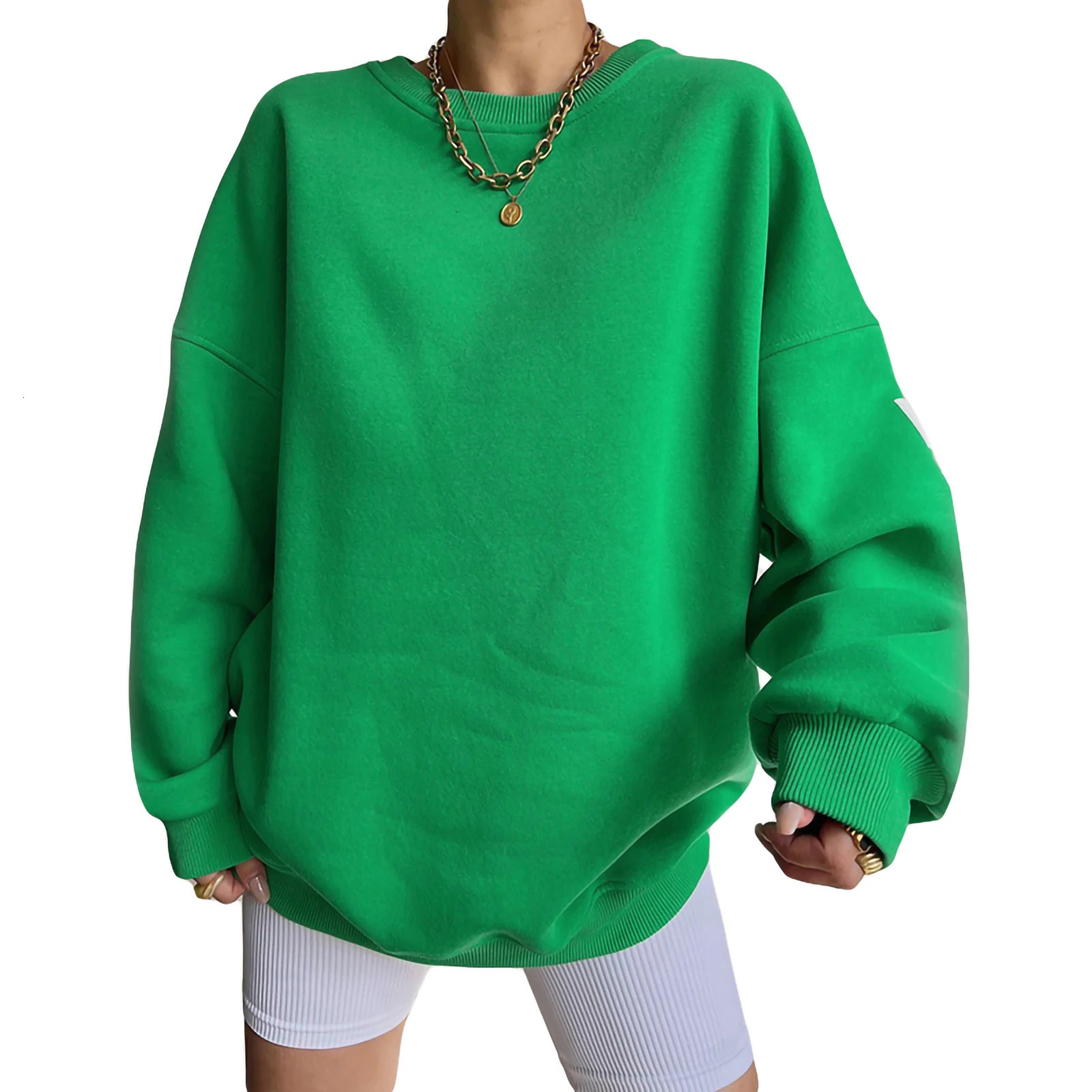 Women Loose Pullover Sweatshirts Letter Print Casual Thickened Long Sleeve Tops Autumn Streetwear 241217