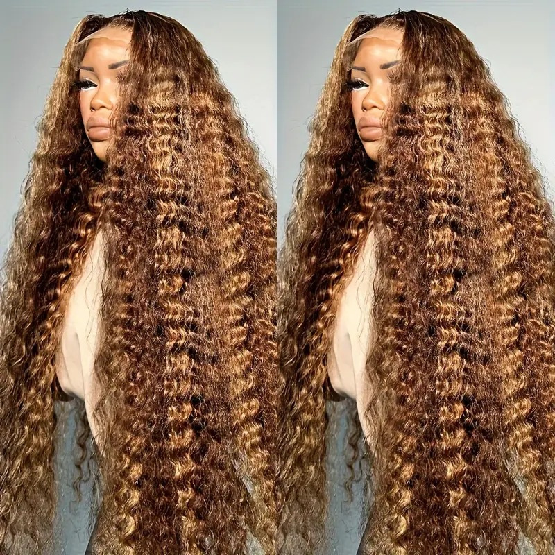 30 Inch Highlight Brown Wig 13x4 Bone Straight Look Like Human Hair Classy Hd Lace Frontal Wig Glueless Pre Plucked Black Hair Colored Transparent Sil