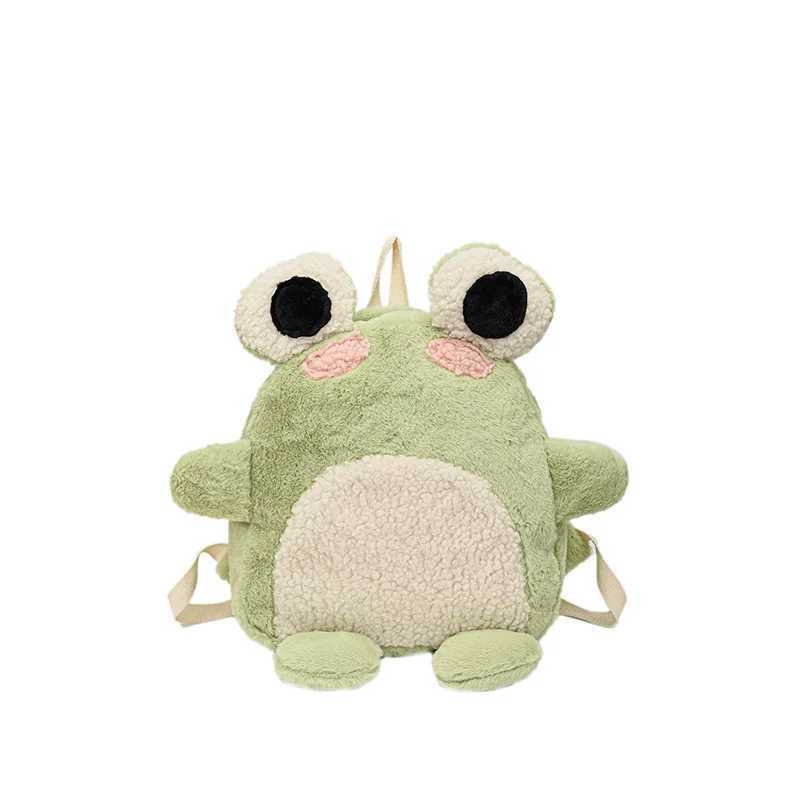Women Cute plush frog backpack 2024 girl funny school bag small shoulder bagXJ241219