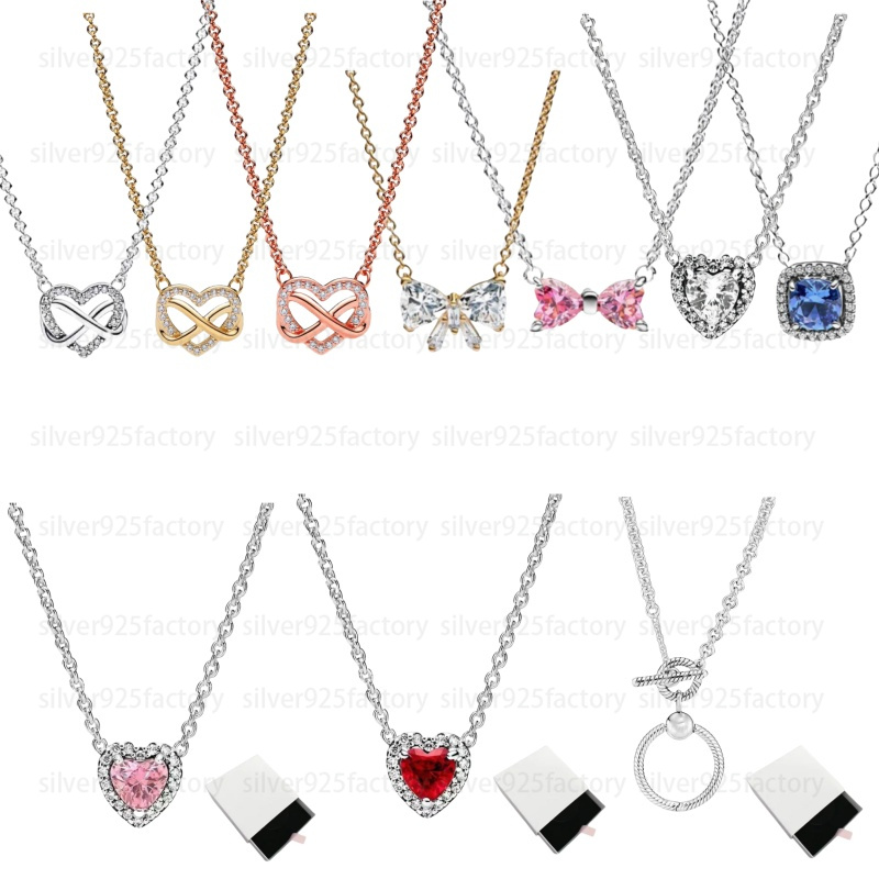 Designer necklaces with box heart pendant necklaces for Women Collarbone chain S925 Silver rose gold high quality Designer jewelry Engagement wedding gifts