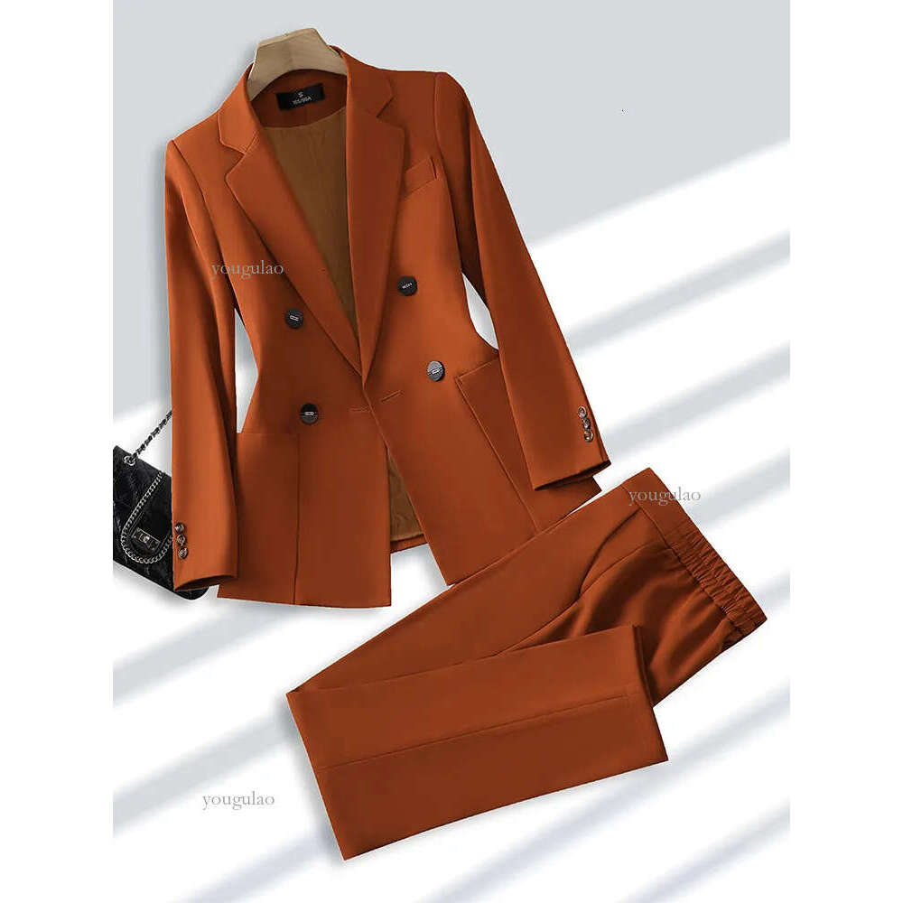 Women's Suits Blazers Fashion Ladies Pant Suit Formal Women Office Business Work Wear Blazer And Trouser Beige Black Khaki 2 Piece Set With Pocke