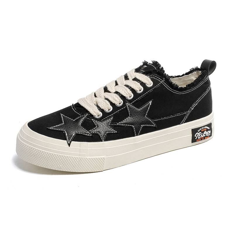 Men Casual Shoes Fashion Thick Sole Versatile Designer Shoes Print Star Canvas Retro Triple Black White Free shipping