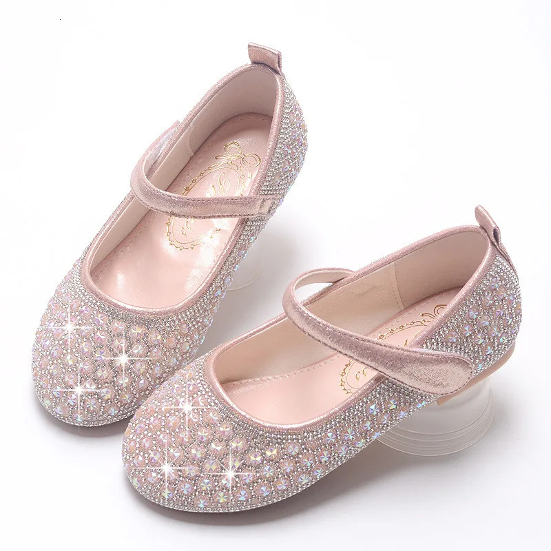 Children Fashion Mary Janes for Party Wedding Shoes for Girls Hinestone Bling Elegant Princess Chic Kids Non-slip Leather Shoes 241219