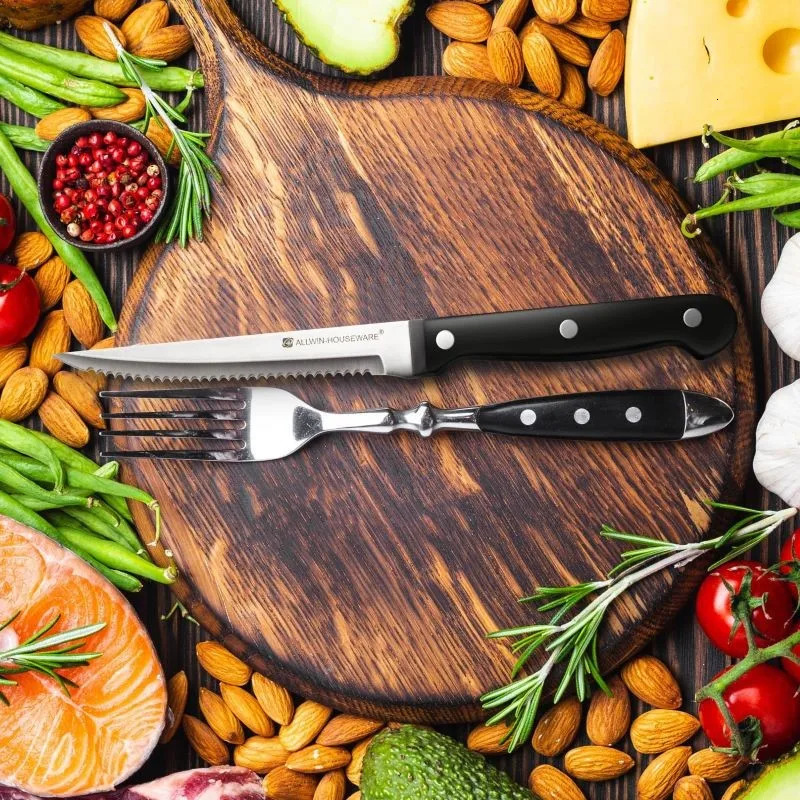 4/6/8/12 piece steak knife set sharp blade black PP handle outdoor barbecue picnic meat knife multifunctional fish knife 241220