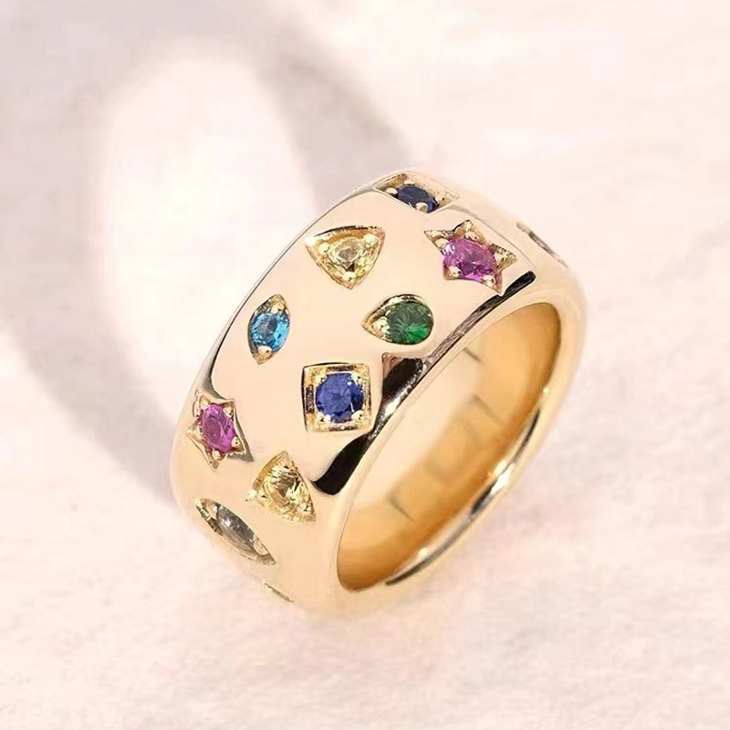 Choucong Brand Ins Top Sell Wedding Rings Vintage Jewelry 925 Sterling Silver Gold Fill Colorful 5A Cubic Zircon CZ Diamond Party Eternity Women Engag