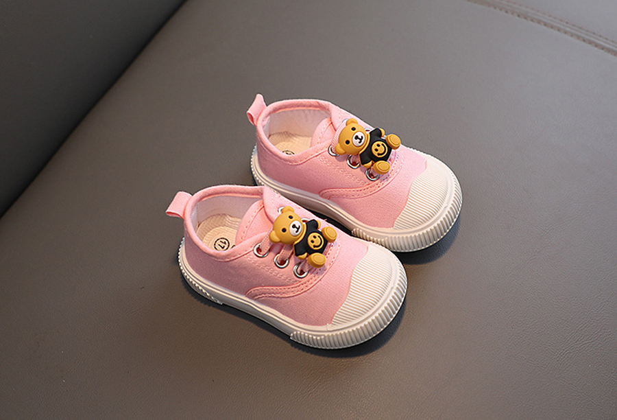 Baby Spring and Autumn Treasure Breathable Non-slip Shoes Cartoon Bear Rubber Soft Soled Toddler Shoes Kidsnest Children Infant Casual Canvas Shoes Si