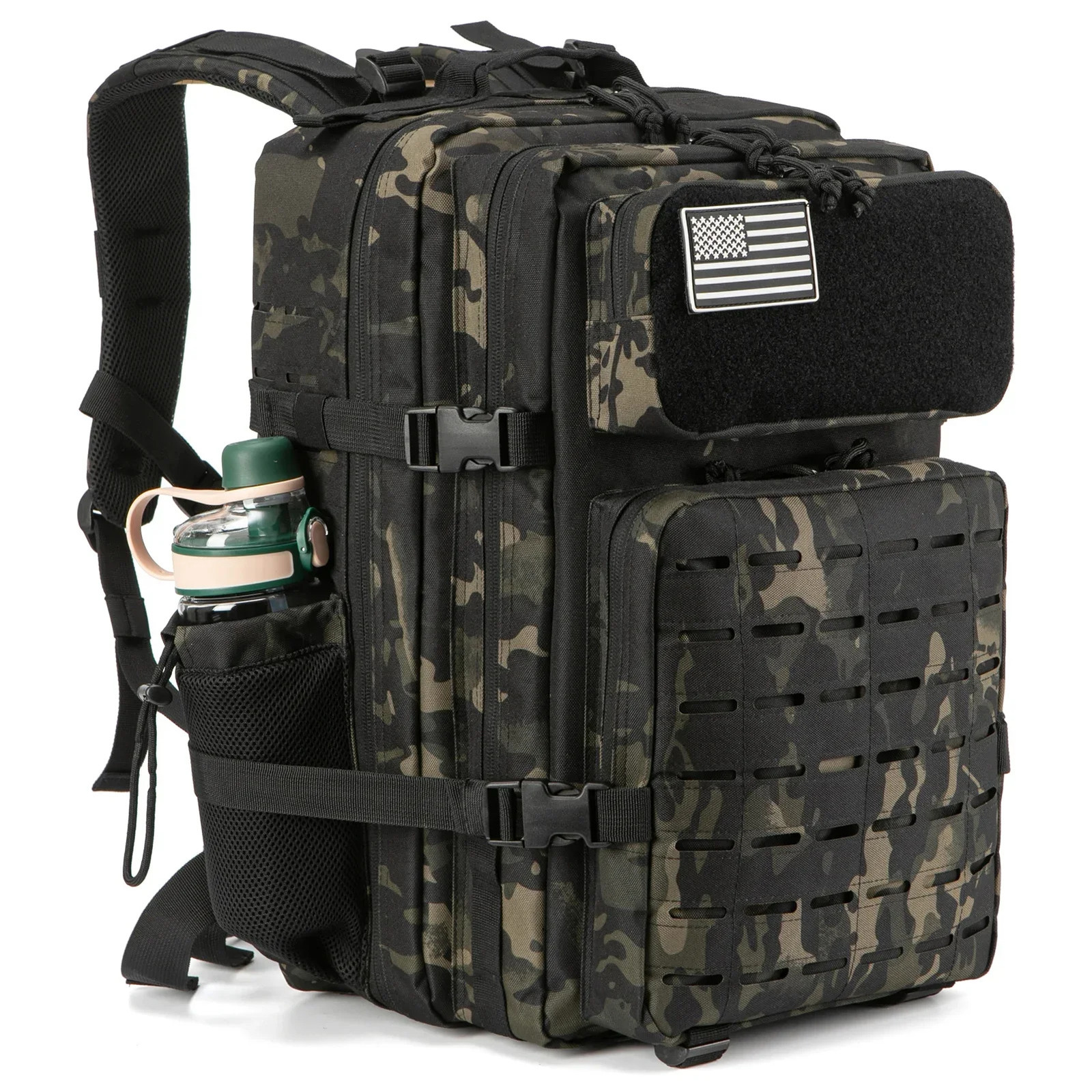 25L/45L Tactical Backpack Outdoor for Women/men Laser Cut Molle Hiking 3Day pack School Bag Gym Rucksack with Dual Cup Holder 241219