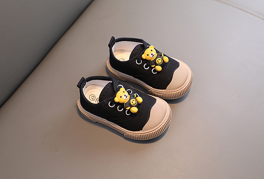 Baby Spring and Autumn Treasure Breathable Non-slip Shoes Cartoon Bear Rubber Soft Soled Toddler Shoes Kidsnest Children Infant Casual Canvas Shoes Si