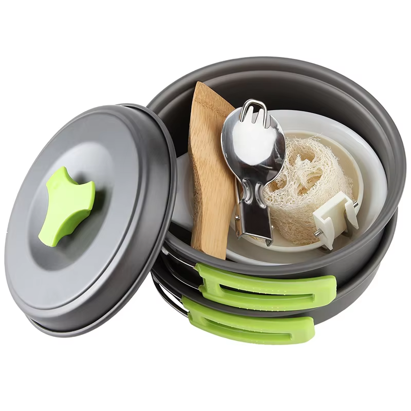 Lightweight aluminum hiking cookware mess kit camping pot set backpacking gear