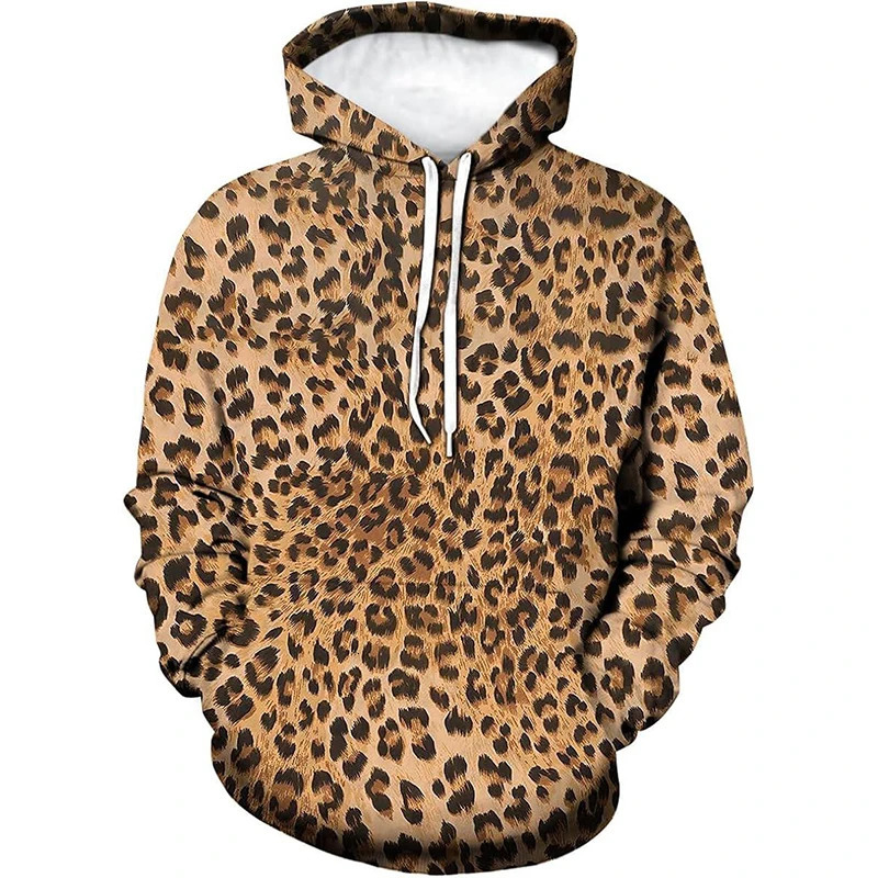 Fashion Sexy Leopard Hoodies Animal Cheetah 3D Print Women Men Long Sleeve Hooded Sweatshirts Harajuku Pullovers Female Clothing 241216