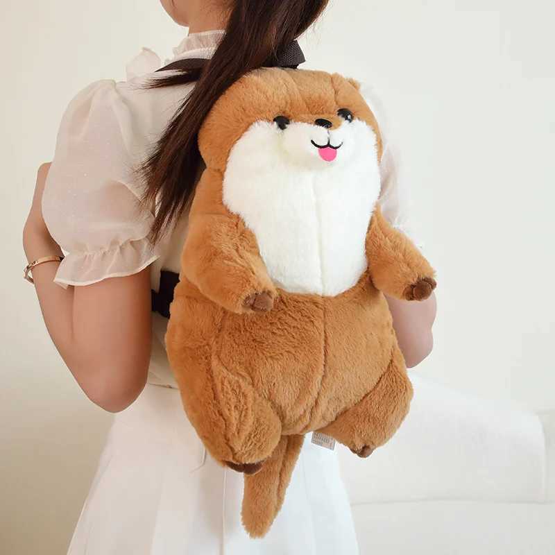 50cm Sea Otter Plush Backpack Cute Plush Toy Soft Stuffed Animal Shoulder Bag for Kids Girls Birthday GiftsXJ241219