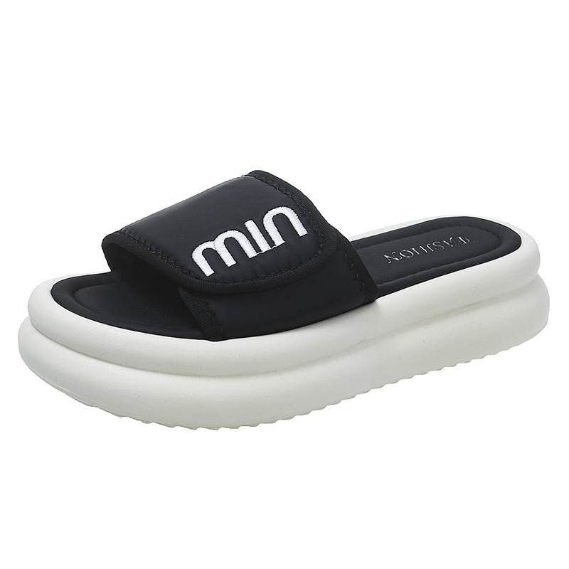 Free Shipping designer slippers flat sandals slides womans Thick bottom black summer Platform female fashion sandal outdoor Slipper woman shoes