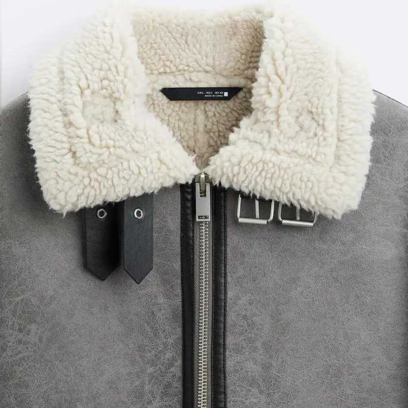 Fashion Winter collar suede roller Lambskin style street fur leather jacket for men Y251124