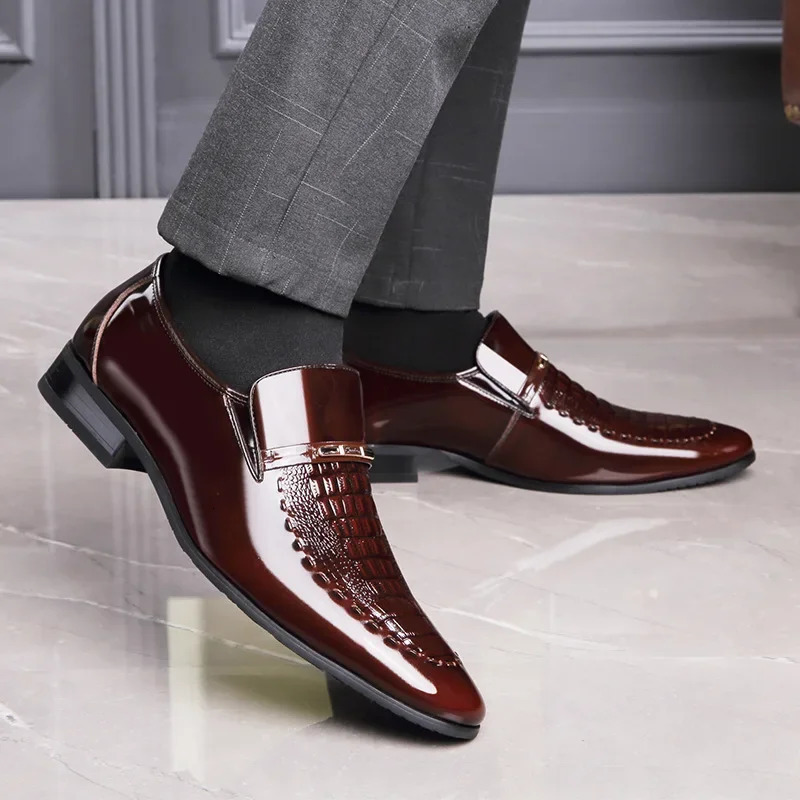 Men Classic Leather Shoes Business Pointed Toe Platform Loafers Work Men Dress Shoes In Big Size Zapatos De Vestir Hombre 241220