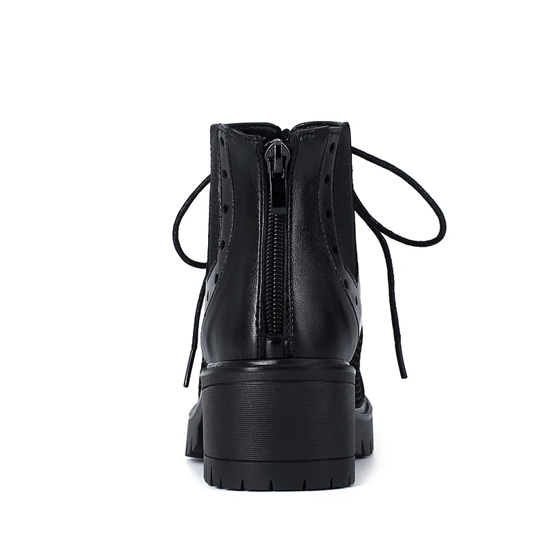 AIYUQI Summer Marton Boots Women Hollow Short Boots Women Genuine Leather Large Size Thick-heel Cool Boots Ladies