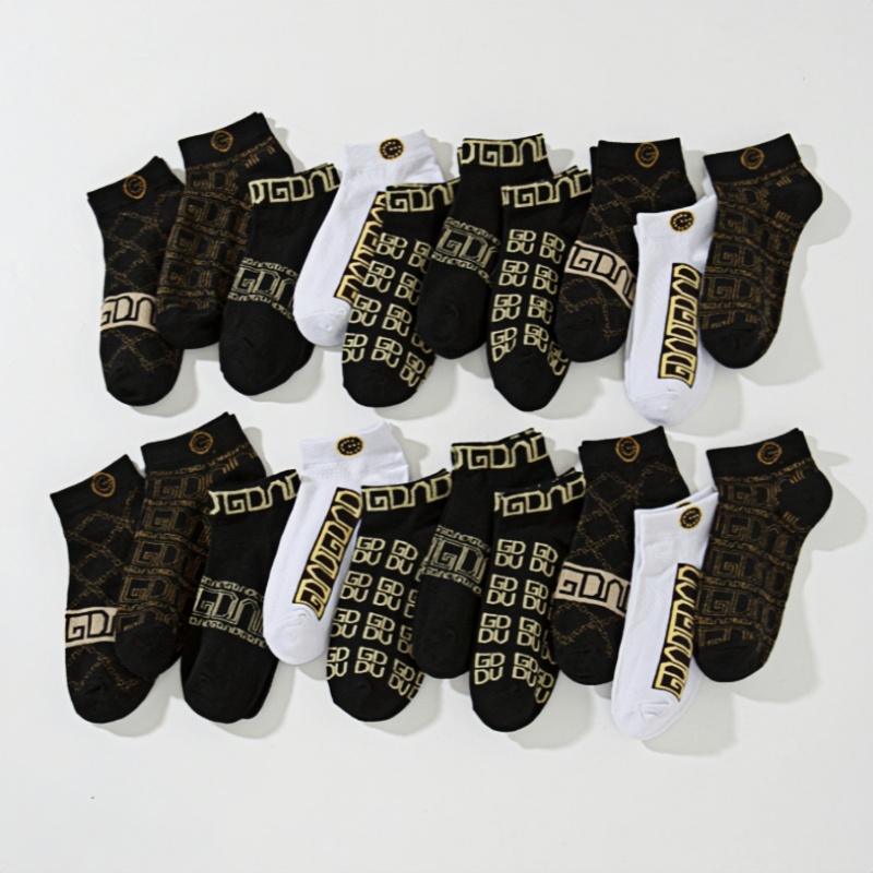 Men's Summer Thin Boat Socks Black and White Letter Printing Joker Men's Socks Fashion Brand Designer Socks Breathable Sweat Absorbent Deodo