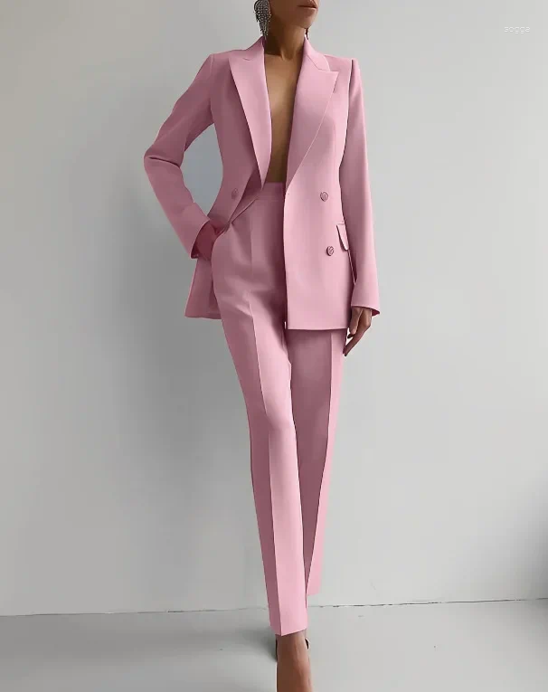 Womens Pants BWQ Elegant Blazer Suit And Wide Leg Two 2 Piece Sets Outfits For Women 2024 Classic OL Work Street Outfit Tracksuit