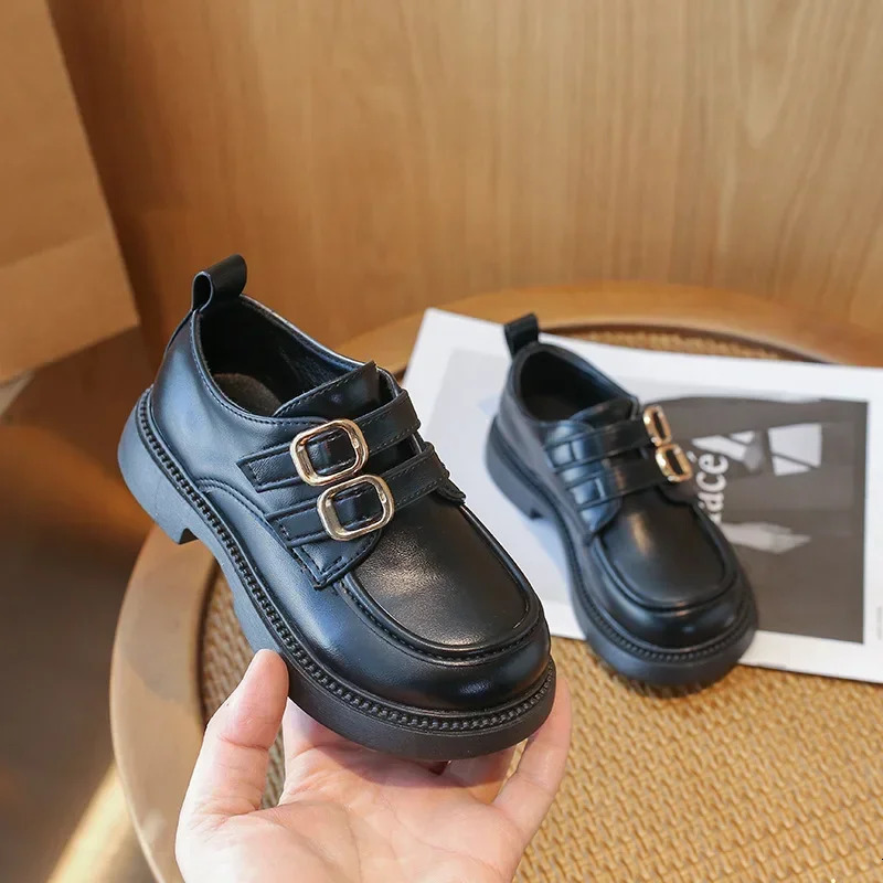 Winter Children Leather Shoes for Girls Fashion Korean Style Anti-slippery Britishi Style Soft Bottom Versatile Loafer 241220