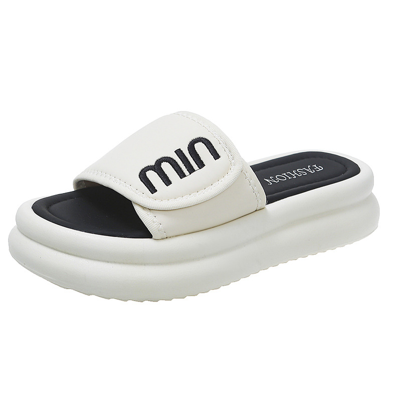 Free Shipping designer slippers flat sandals slides womans Thick bottom black summer Platform female fashion sandal outdoor Slipper woman shoes