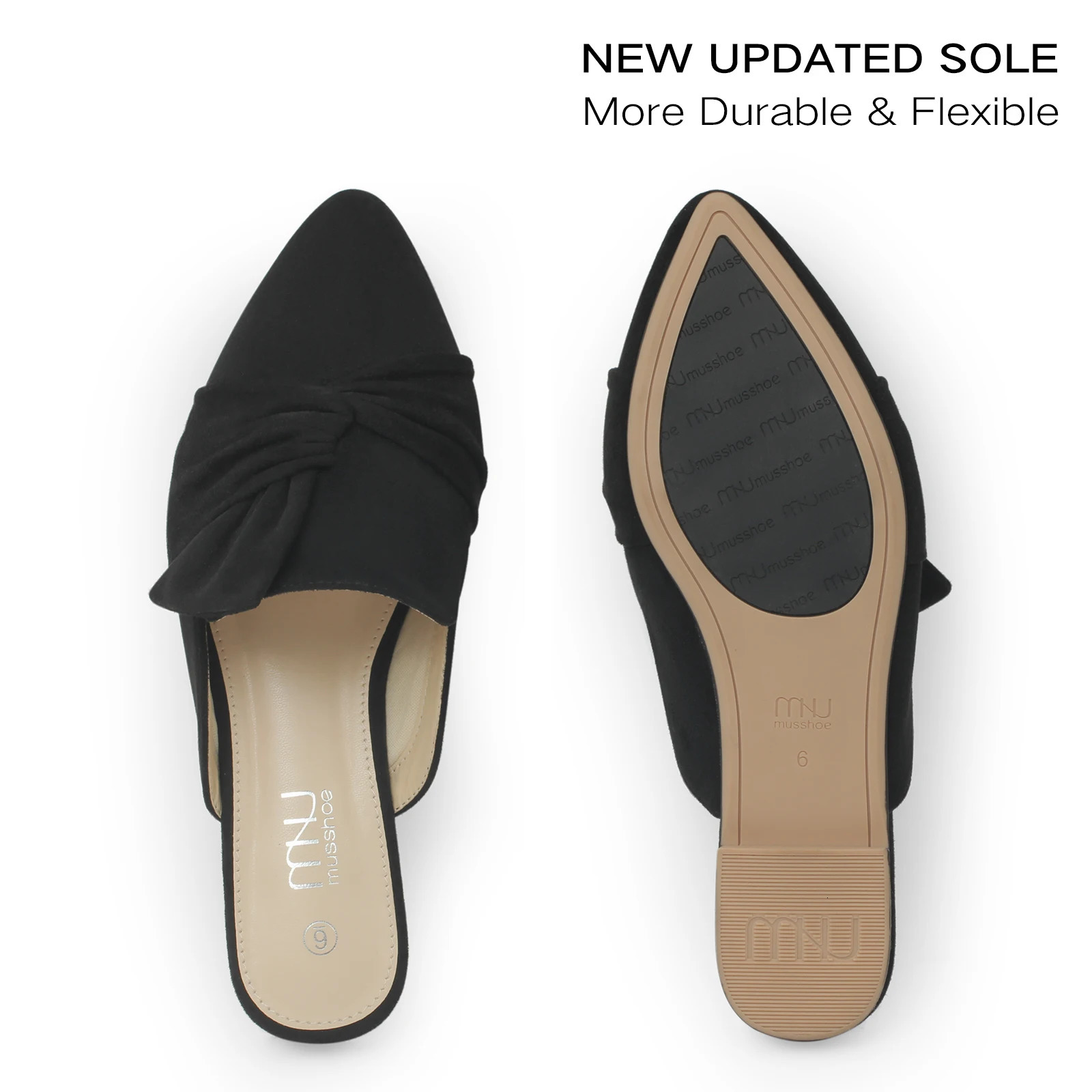 Mules Slip On Comfortable Pointed Toe Mules for Women Flats with Knot Closed Pointed Toe Slip on Loafers Slides Backless Mules 241220