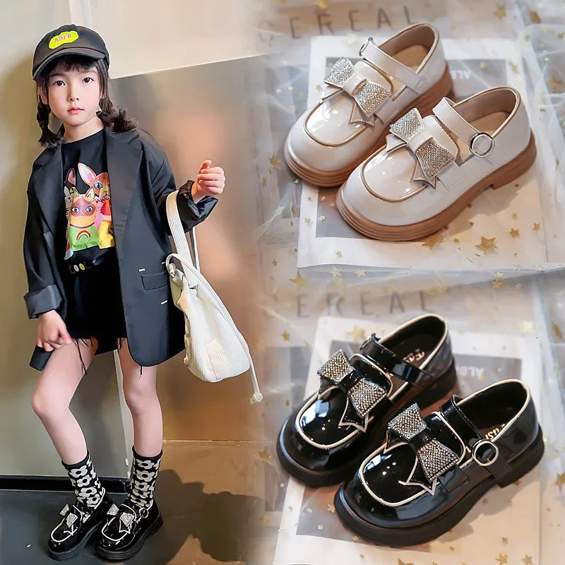 Kids Casual Shoes Children Leather Shoes for Toddlers Girls Party Flats Kids Loafers Bowtie Shoes for Kids Girls Lolita Shoes 241220