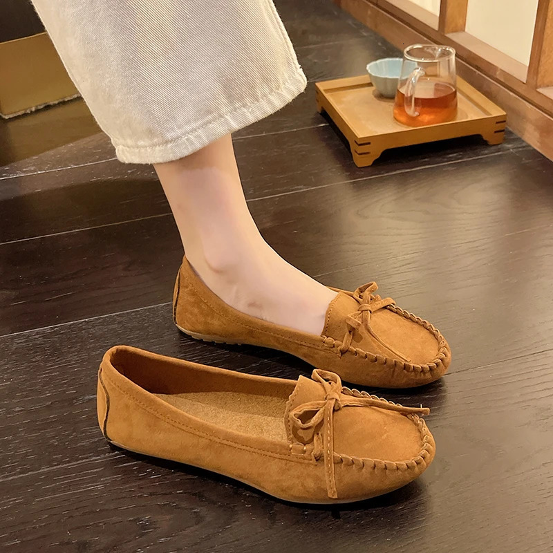 Woman Trend Fashion Casual Lofers Womens Flat Shoes Ladies Elegant Butterfly-Knot Comfortable Women Soft Classic Office Shoes 241219