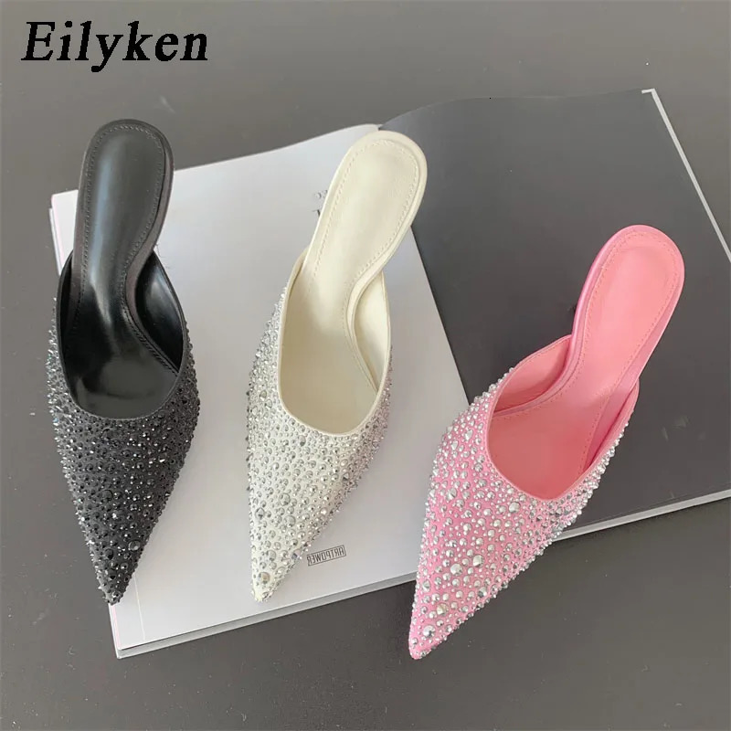 Eilyken Sexy Party Prom Rivet Women Slippers Pointed Toe Thin High Heels Mules Ladies Spring Pumps Shoes 241220