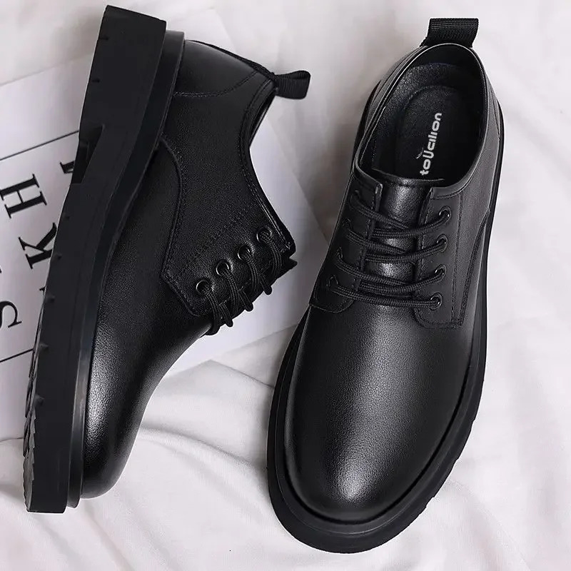 Business Man Casual Shoe Moccasin Lace Up Soft Dress Shoes Leather Men Formal High Quality Fashion Free Clearance 241220