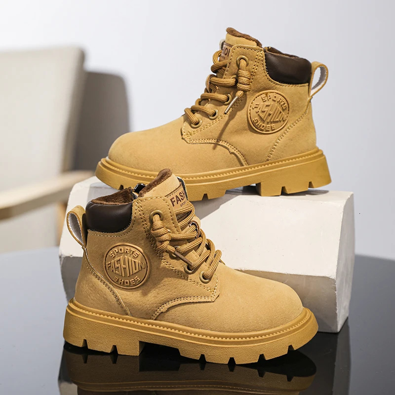 Boy Boots Warm Children Cotton Shoes 4 To 12 Years Fashion Non-slip Warm Plush Sneaker Fur Boy Snow Boots 241219