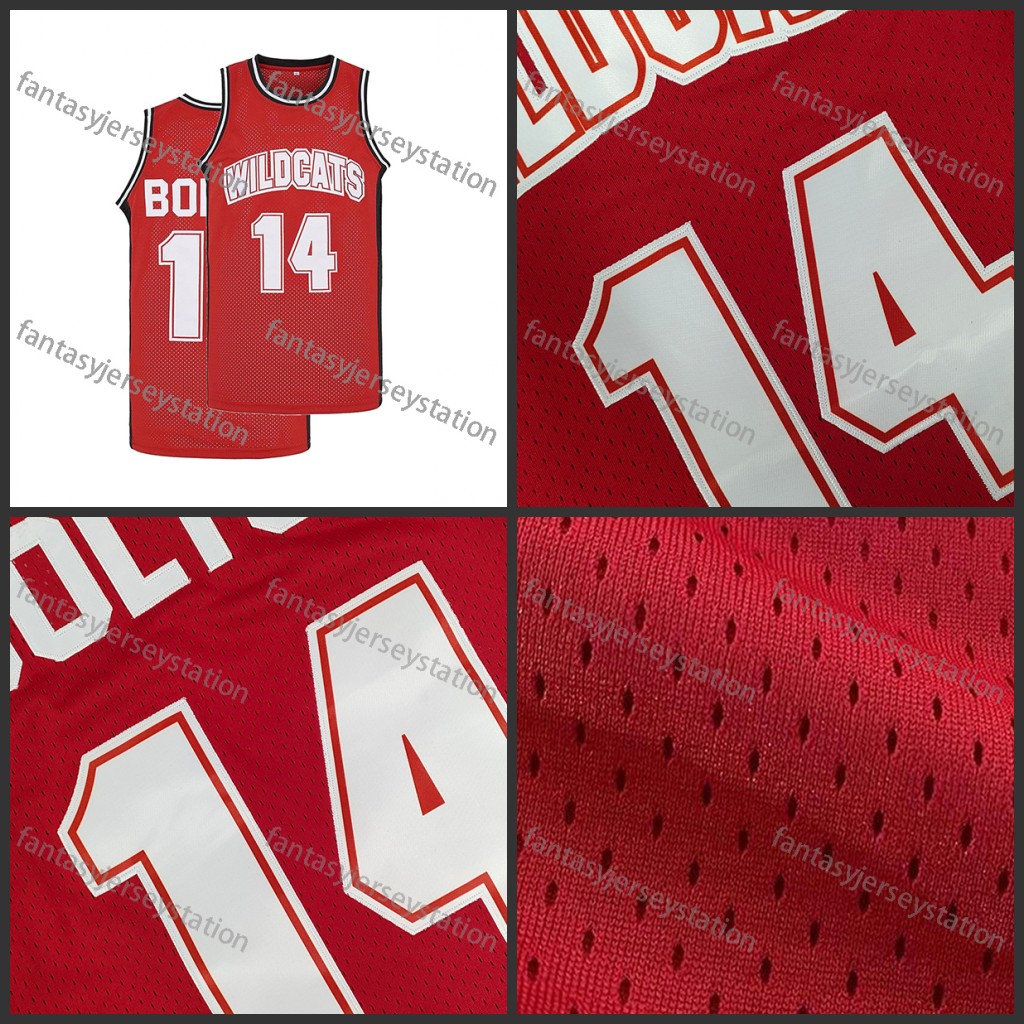 Mens 14 Red Embroidered Basketball Jersey, Polyester 100% Knit Fabric, Crew Neck, Loose Fit, Slight Stretch, Sports Top for Training, Team Sports, Siz