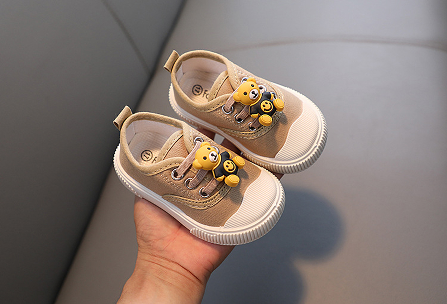 Baby Spring and Autumn Treasure Breathable Non-slip Shoes Cartoon Bear Rubber Soft Soled Toddler Shoes Kidsnest Children Infant Casual Canvas Shoes Si
