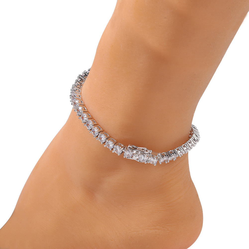 3/4/5mm 7/8/9inch Iced Out Cubic Zirconia Tenis Chain Bracelet Anklet 18k Gold Plated Full Cz Stones Prong One Row Bling Bangle Bracelets For Men And 