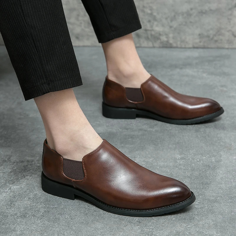 Men Concise Silp-on Leather Mens Fashion Business Shoes Dress Shoes Casual Derby Shoes Career Italy Style Shoes Plus Size 38-46 241220