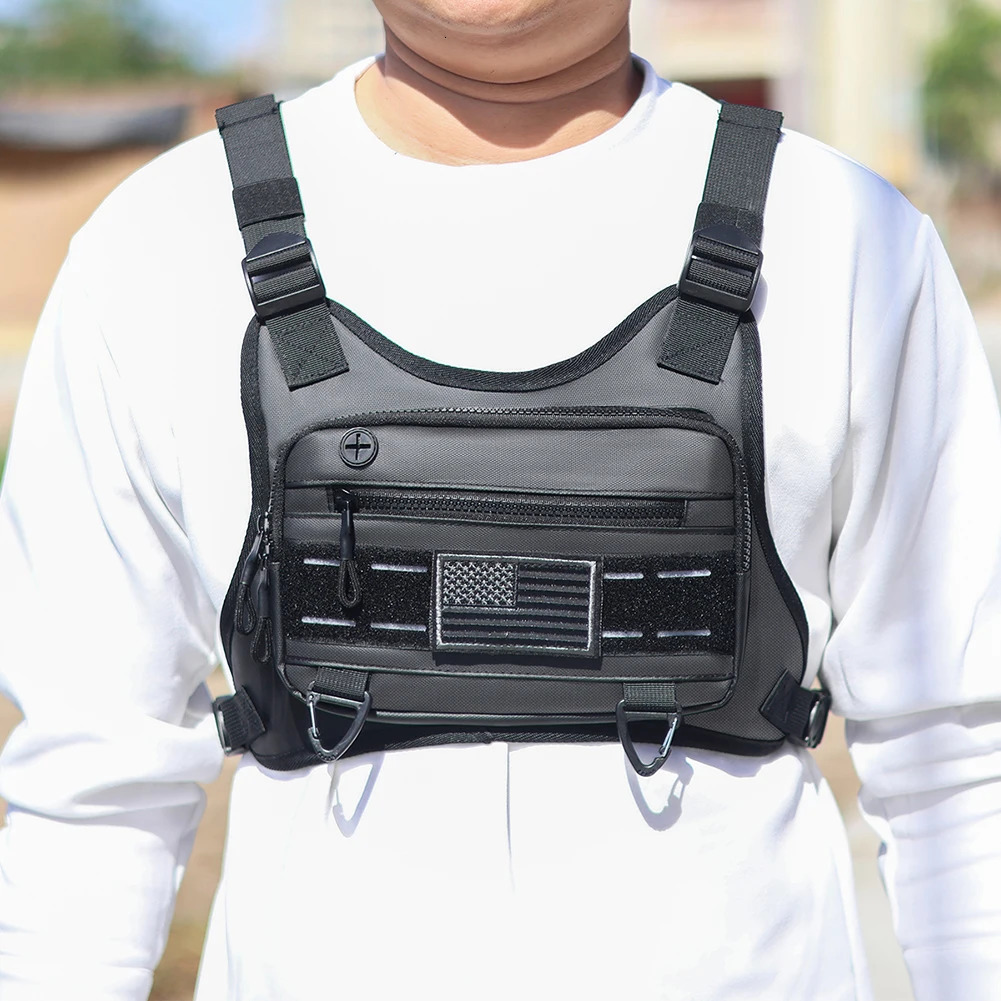 Tactical Chest Bag Unisex Running Vest Bag with Adjustable Straps Lightweight Front Vest Bag Large Capacity Outdoor Climbing Bag 241219