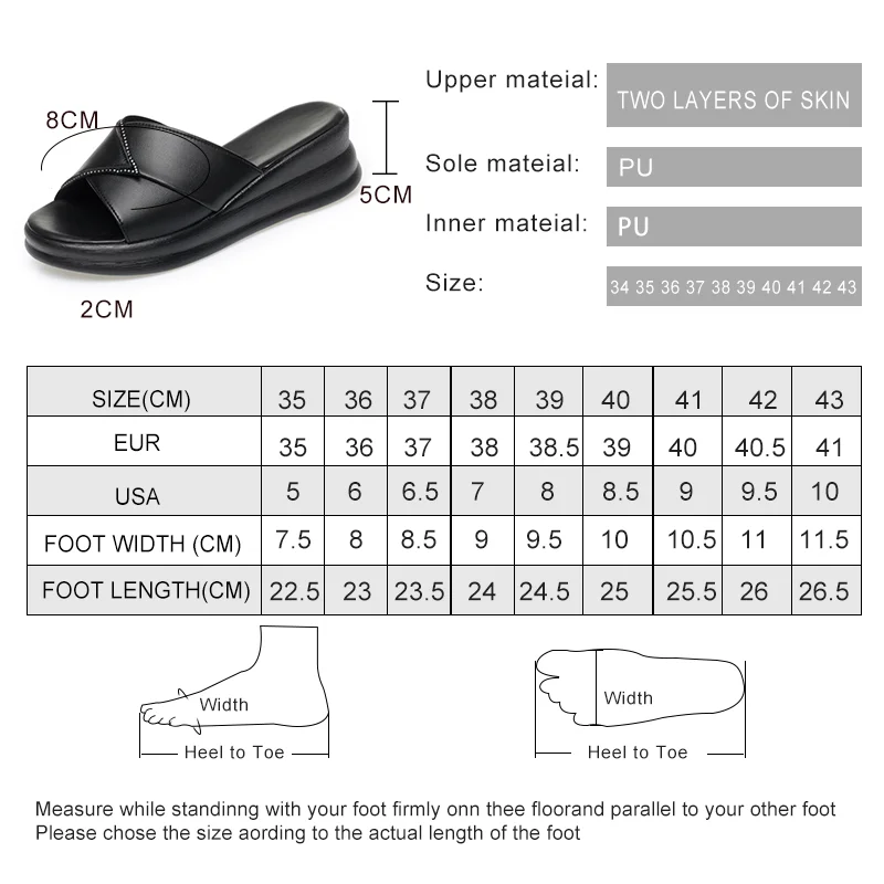 AIYUQI Women Slippers Wedge Genuine Leather Summer Slippers Women Large Size Casual Mom Slippers Ladies