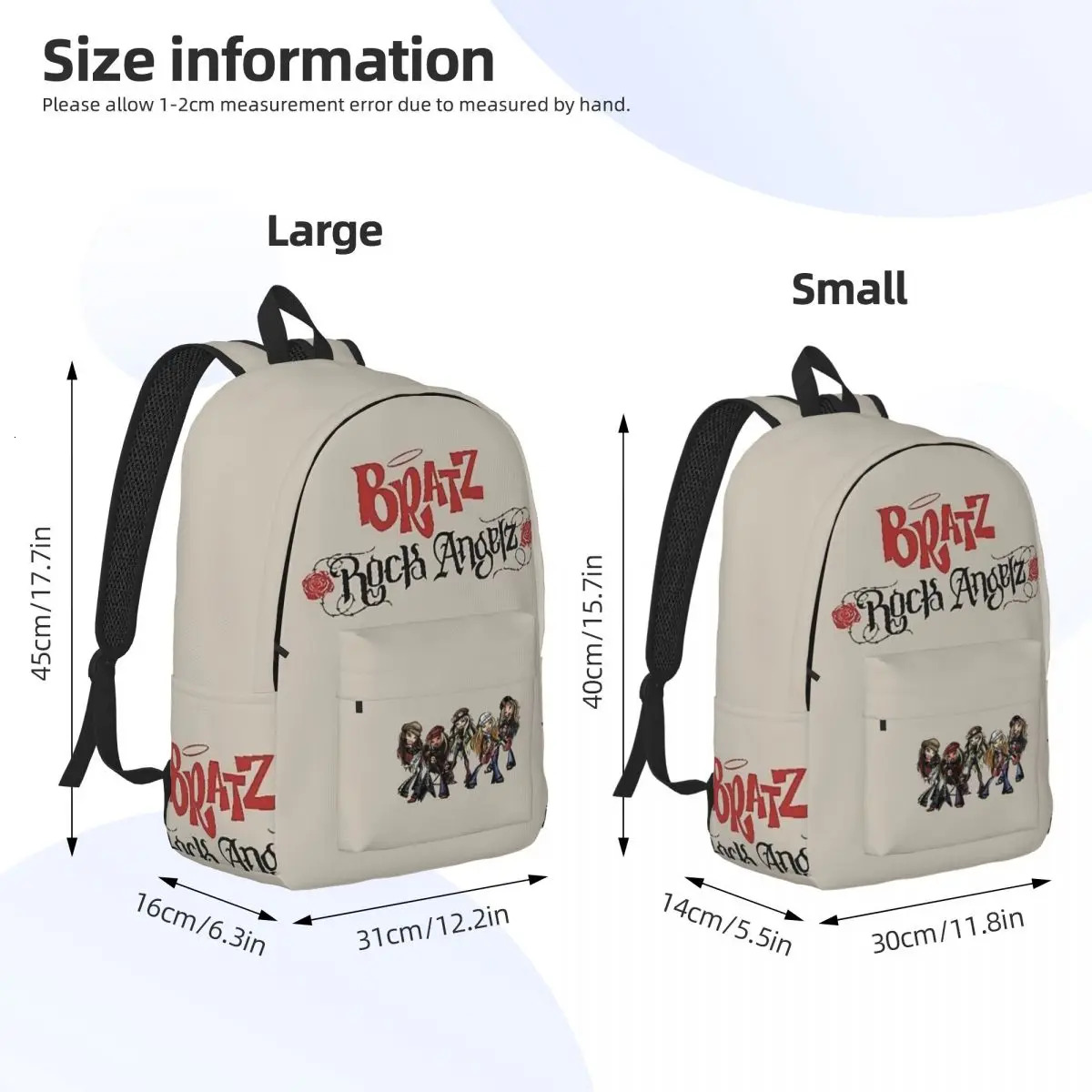 Bratz 2024 Rock Angelz Group Backpack High College School Student Bookbag Shoulder Bag Fit Teens Daypack For Outdoor Travel