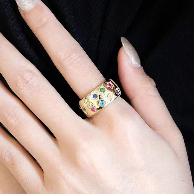 Choucong Brand Ins Top Sell Wedding Rings Vintage Jewelry 925 Sterling Silver Gold Fill Colorful 5A Cubic Zircon CZ Diamond Party Eternity Women Engag