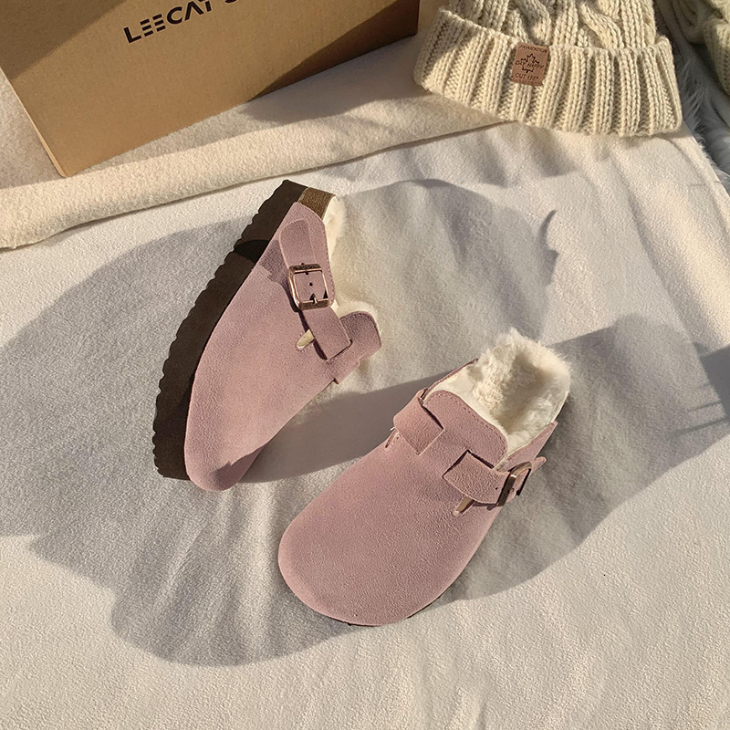 2025s Designer Autumn/Winter New Thick Bottom Shoes Women Plush Hairy Outer Wear Baotou Boken hot Height Increasing Half Slippers