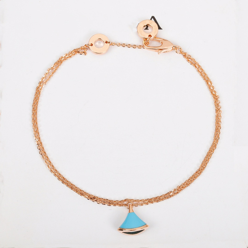 Free shipping rose gold dress skirt geometry designer bracelet for women girls double layer link chain short charms bracelets bangle jewelry top grade