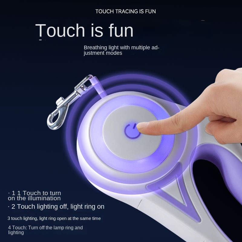 LED Illuminated Automatic Retractable Dog Leash Pet 3 Or 5-meter Outdoor Walking Rope