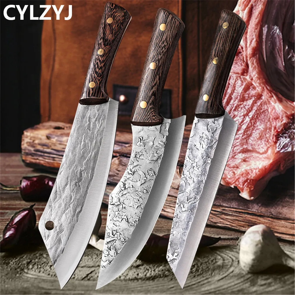 Forged knives butcher knives kitchen stainless steel meat cutters 241220