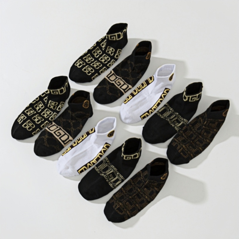 10 Pairs of Men's Summer Thin Socks Deodorant Breathable Sweat Absorbent Spring and Autumn Socks Designer Black Cool Letter Printing Fashion Joke