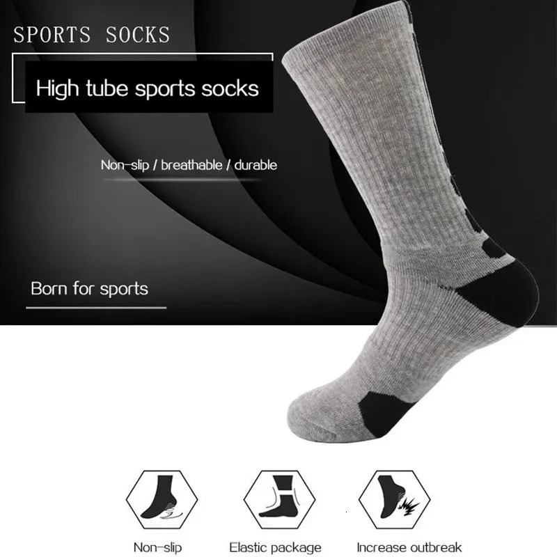5 Pairs Men Sports Socks Set With Damping Terry Basketball Cycling Running Hiking Tennis Sock Set Ski Women Cotton EU 39-45 241219