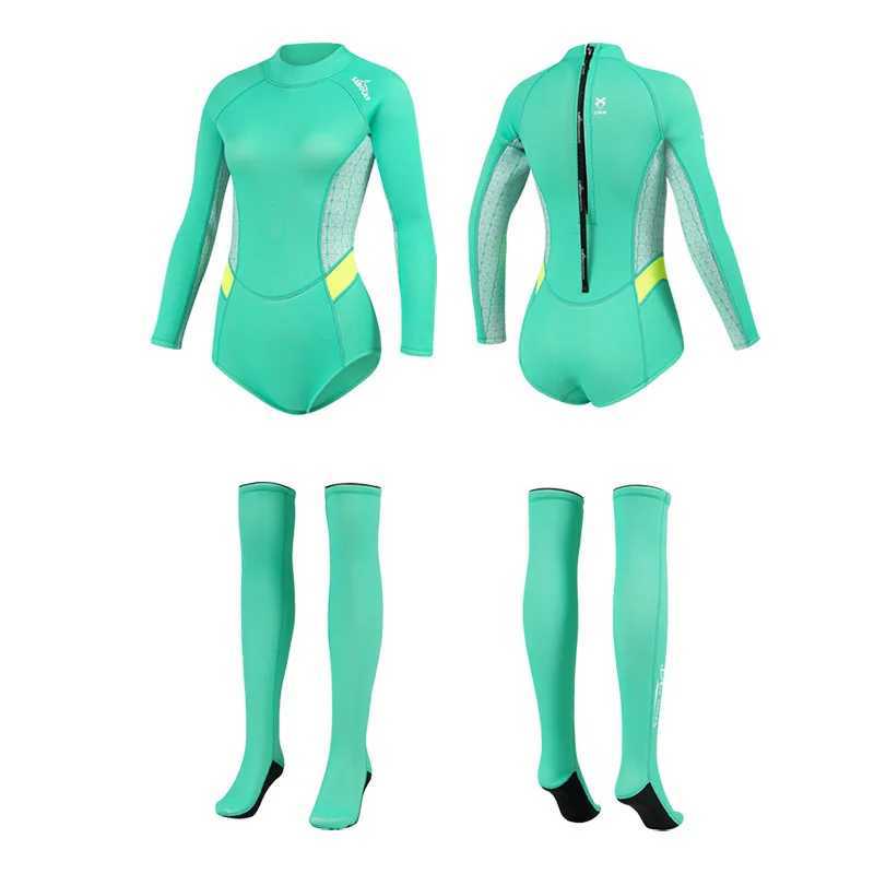 Summer Women 2MM SCR Neoprene Bikini Wetsuit Stocking Long Seve Skin Diving Suit Sun-proof Surfing Snorkeling Thermal SwimwearXJ241220