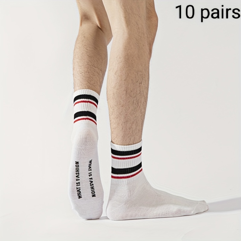 10 pairs of fashion horizontal stripes black and white casual sports version of the mid-calf men's and women's models