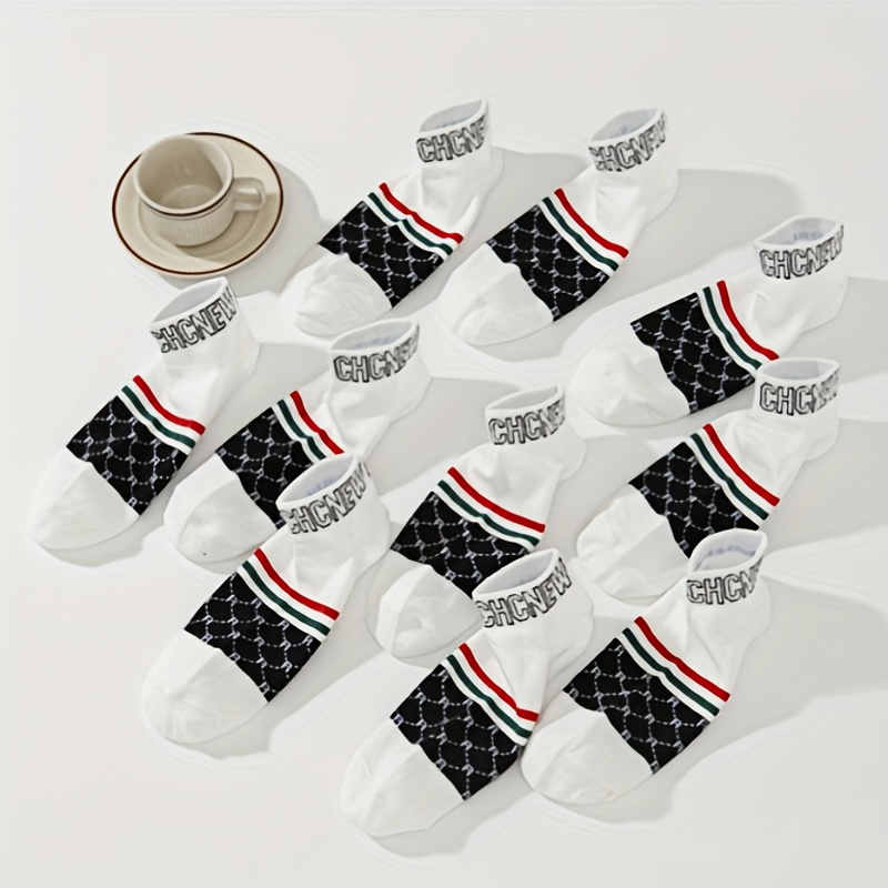 10 pairs of fashionable new white sports men's socks anti-odor boat socks breathable leisure socks