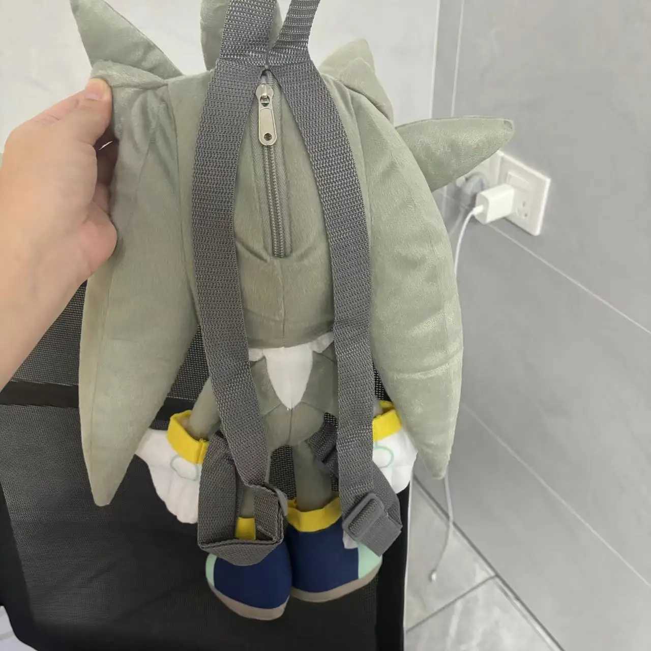 Classic Game Character Black Shadow 55CM Plush Backpack Anime Silver Doll Childrens Comfort Toy Birthday Christmas GiftXJ241219